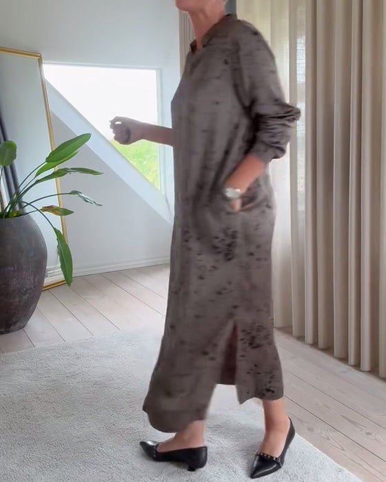 Elegantes Kleid mit Vintage-Print im Hemdstyle