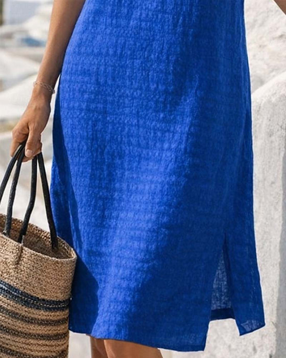 Kleid Kurzarm Schlitz gerade