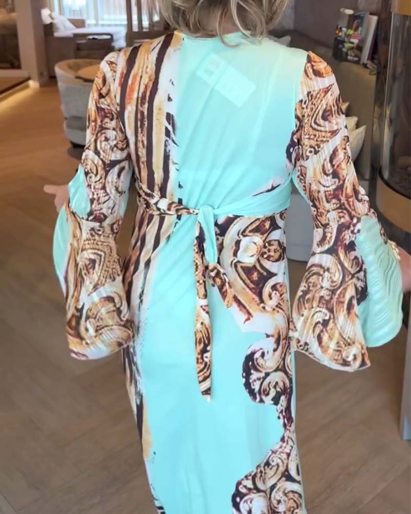 Kleid V-Ausschnitt bedruckt bequem casual