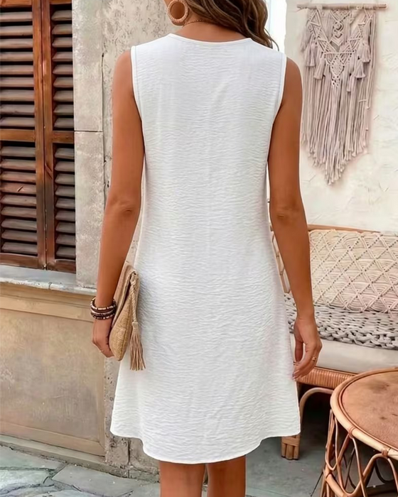 Kleid Ärmellos Spitze Patchwork Kurz
