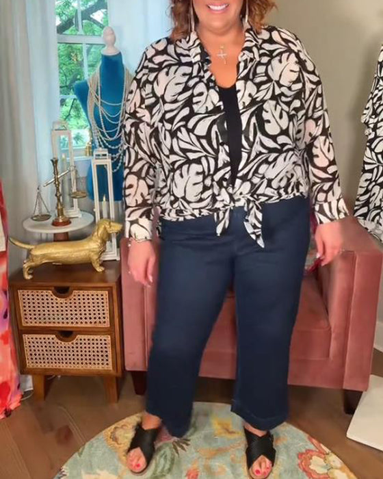 Bluse Mit Locker, Bequem Und Blattmuster Merkmalen