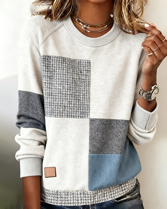 Sweatshirt Rundhalsausschnitt Kontrastfarbe lässig