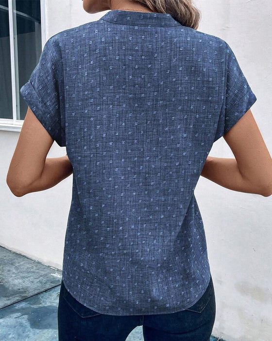 Bluse V-Ausschnitt Bedruckt Kurzarm