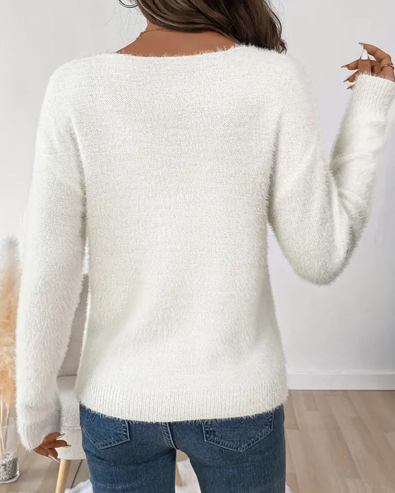 Modischer Freizeit V-Ausschnitt Pullover