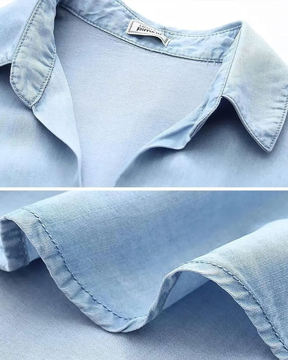 Hemd Kragen Tasche Knopfleiste Denim