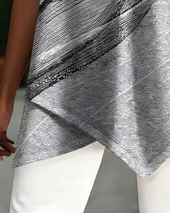 T-Shirt Kurzarm Asymmetrischer Saum