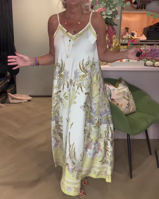 Kleid Camisole V-Ausschnitt Platzierung Print