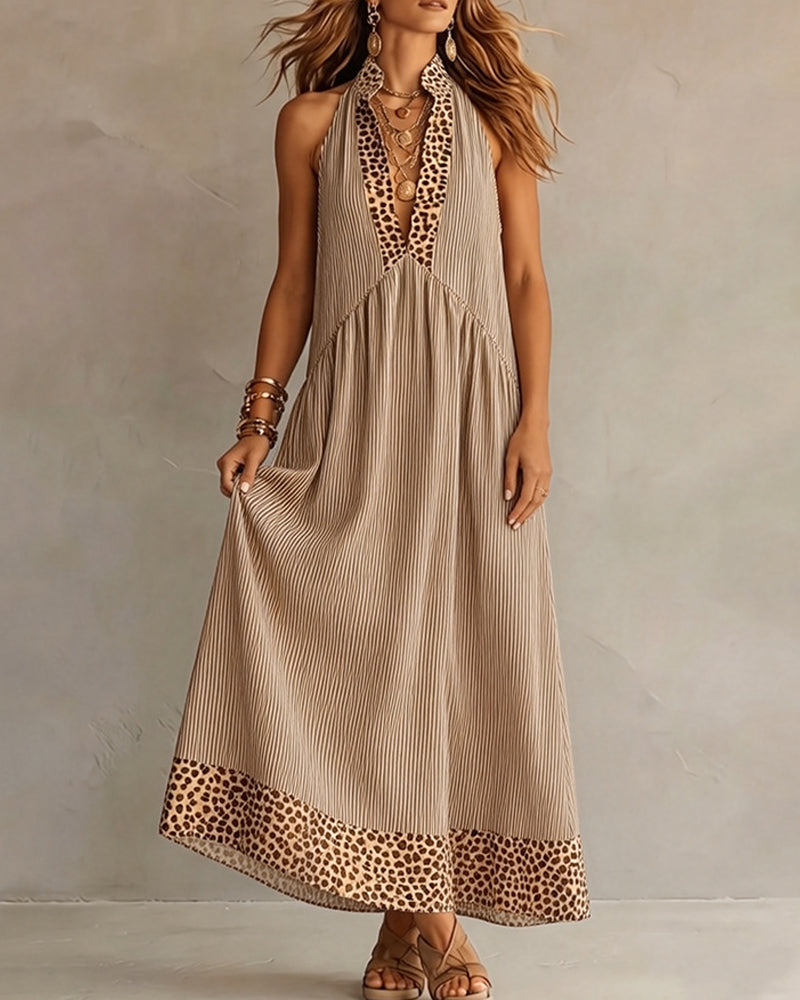 Kleid Ärmellos Leopardenmuster Maxi