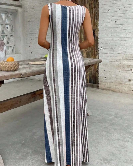 Kleid Ärmellos Bunt Streifen