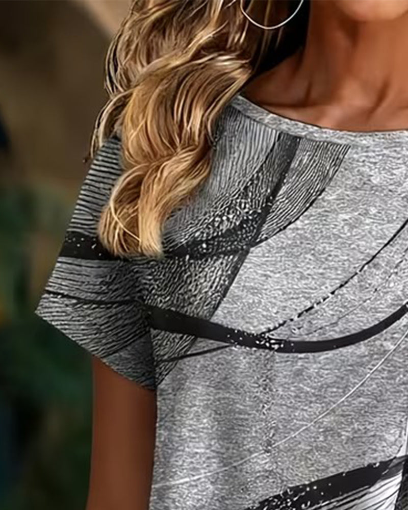 T-Shirt Kurzarm Asymmetrischer Saum