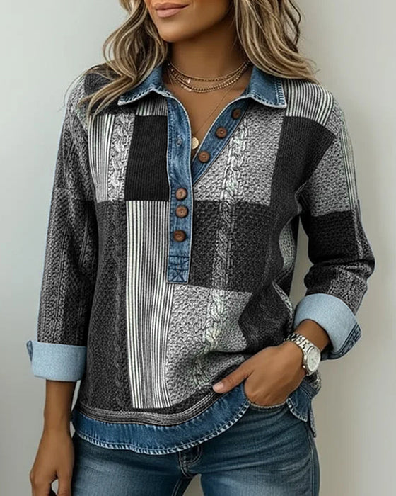 Sweatshirt mit langen Ärmeln und Colorblock-Print