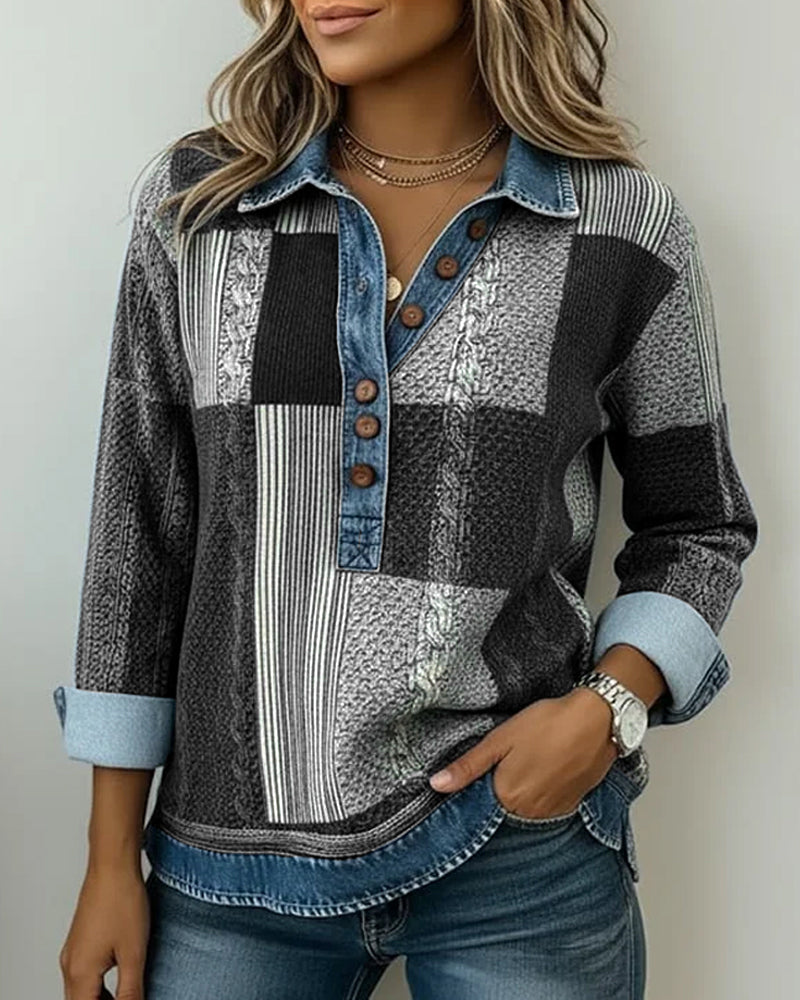 Sweatshirt mit langen Ärmeln und Colorblock-Print