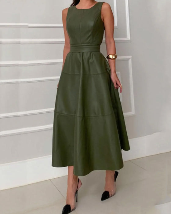 Kleid Rundhals Ärmellos A-Linie
