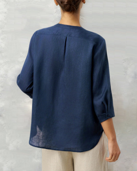 Hemd Dreiviertelarm Baumwolle Geknöpft