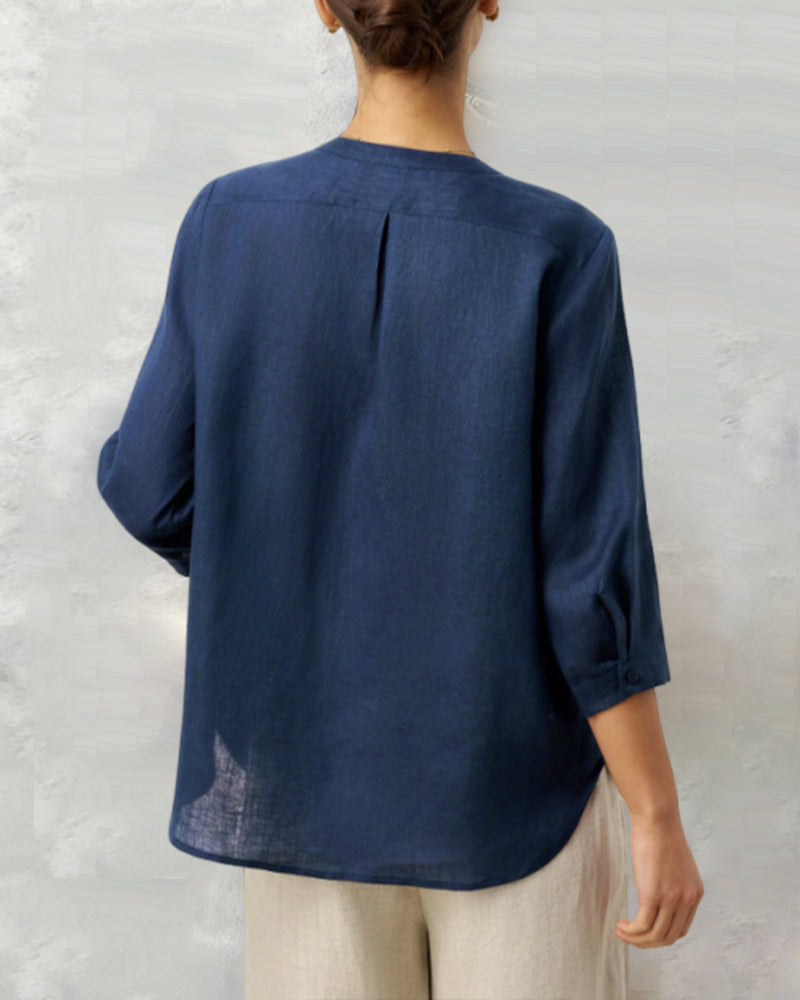 Hemd Dreiviertelarm Baumwolle Geknöpft