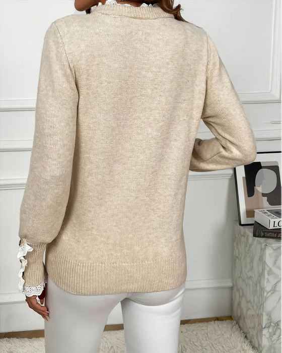 Eleganter Pullover Mit Spitzenbesatz