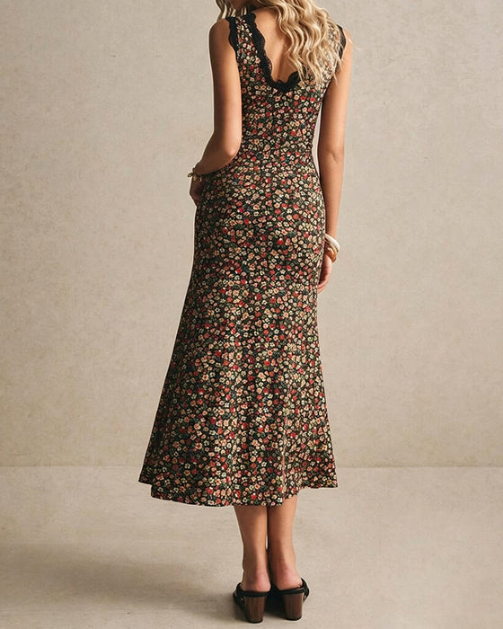 Kleid Lässig V-Ausschnitt Spitze