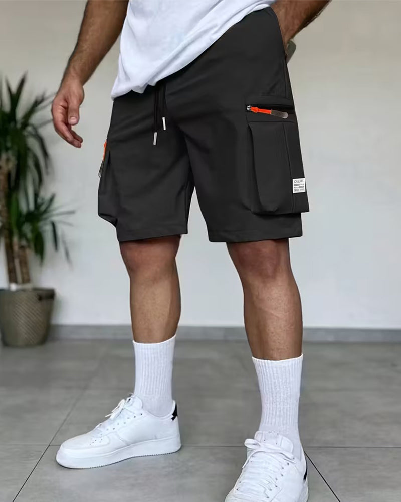 Herren Hose Einfarbig Loose Fit Kurz Cargo