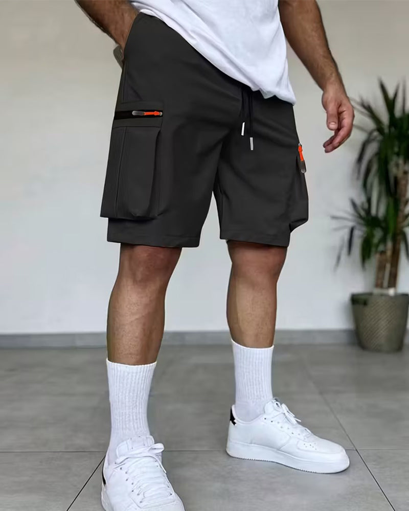 Herren Hose Einfarbig Loose Fit Kurz Cargo
