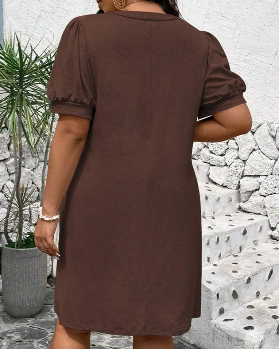 Kleid Blasenärmel A-Linie Lässig