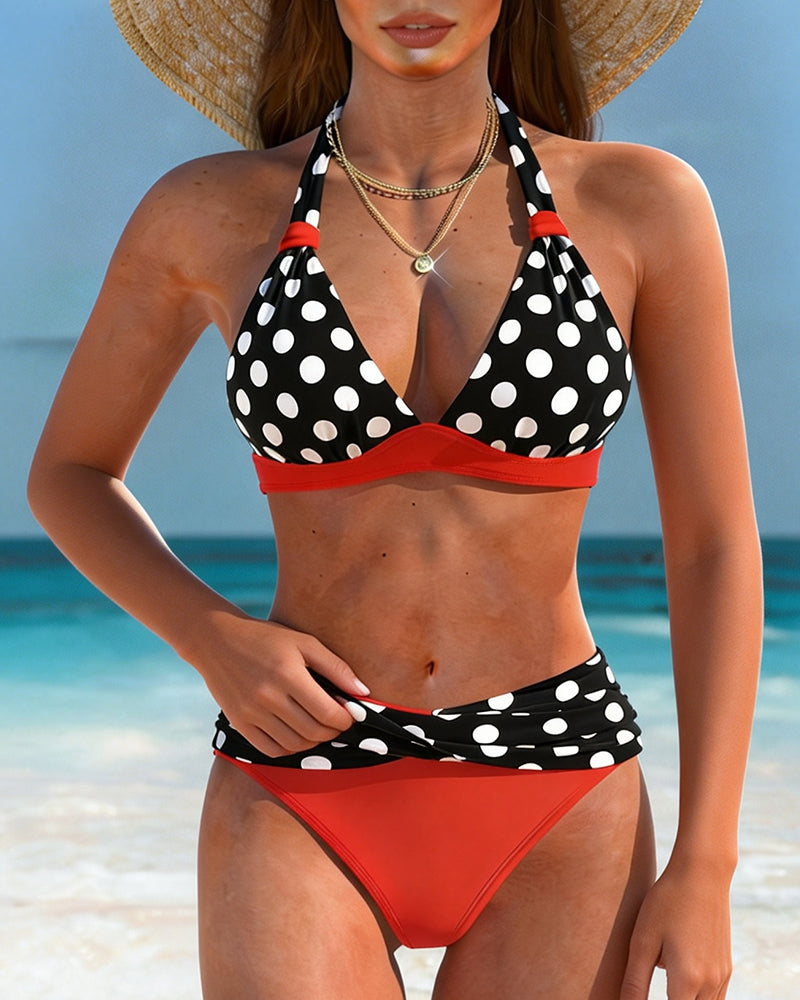 Bikini Tupfen Kontrastfarbe Geteilt