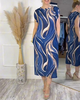 Kleid Vergoldet Fließendes Muster Säule