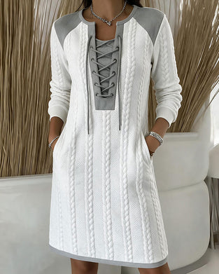 Kleid Binden Mode Farbblock