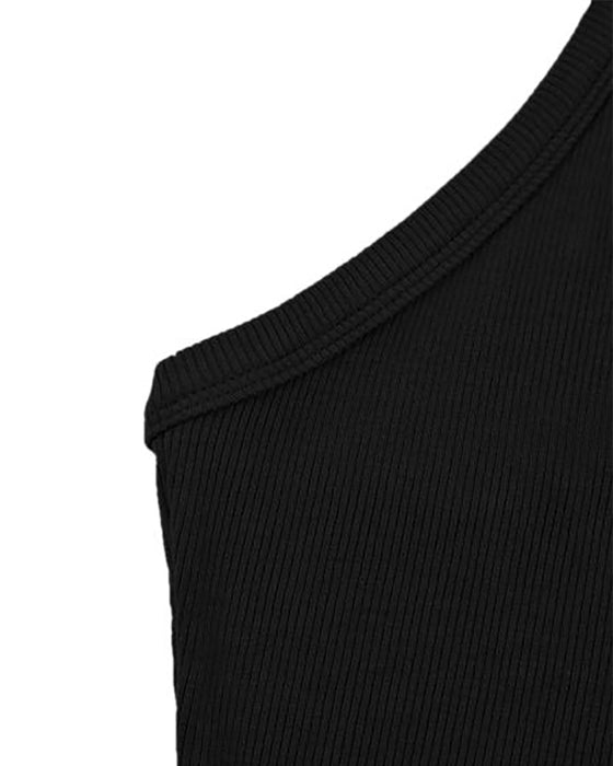 Tanktop in Unifarbe mit V-Ausschnitt und rückenfreiem Design