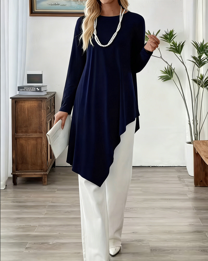 Top Asymmetrisch Midilänge Unifarben