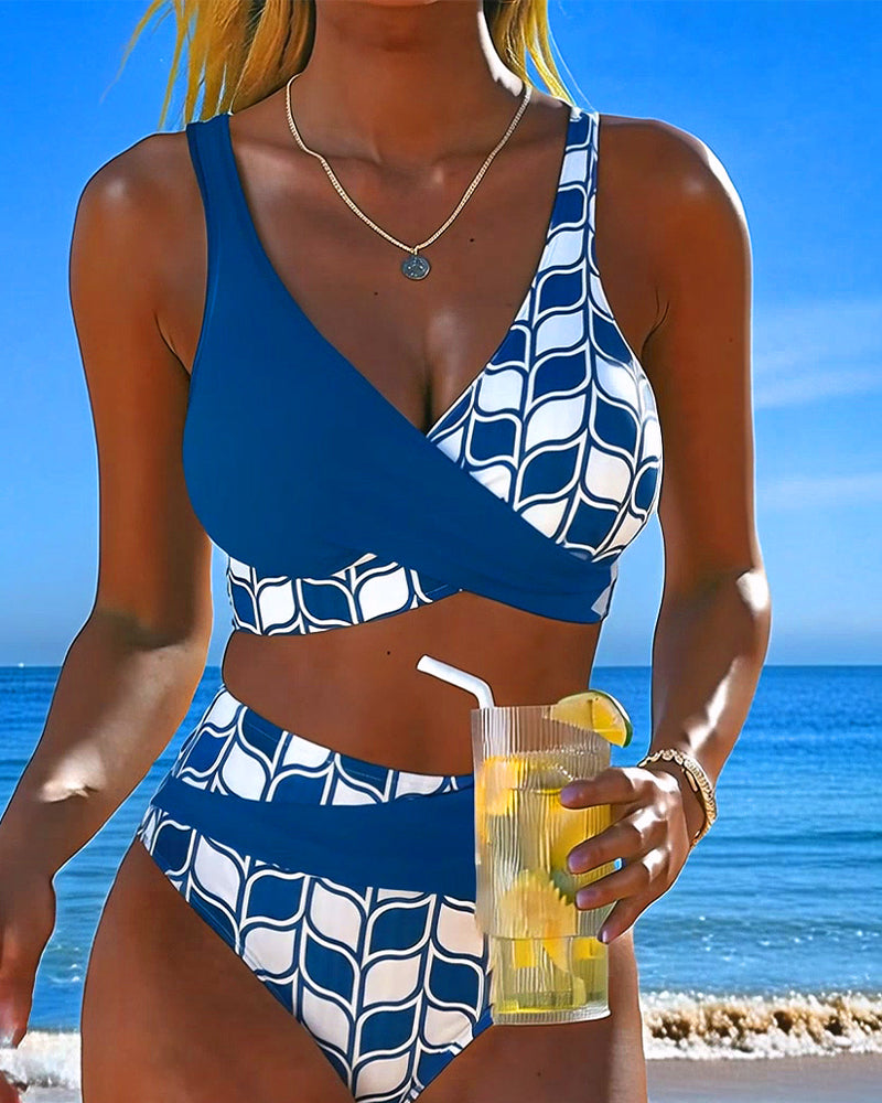 Bikini geometrischer Print zusammengefügt sexy