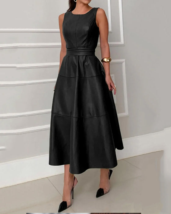 Kleid Rundhals Ärmellos A-Linie