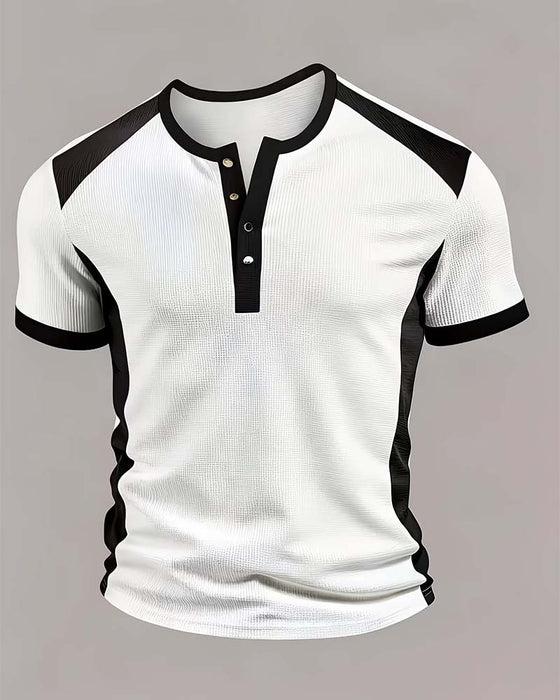 T-Shirt Herren Farbblock Waffel