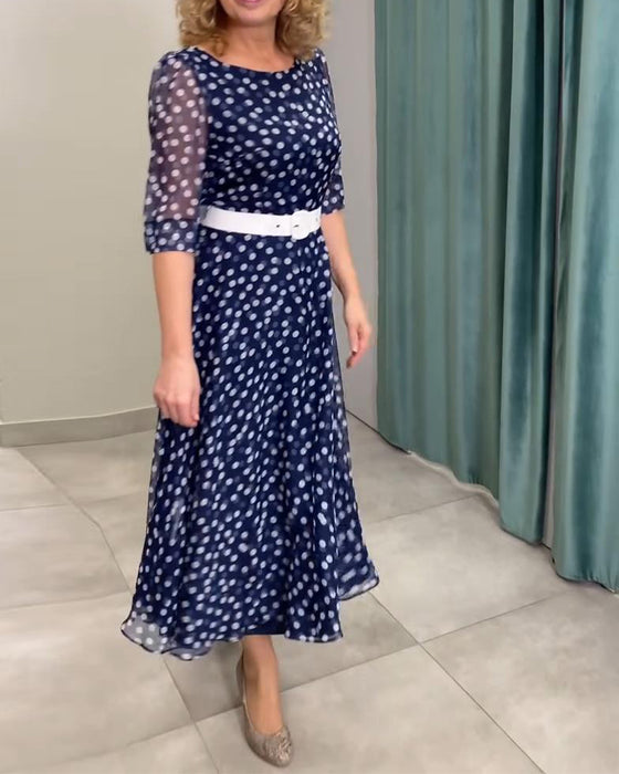 Kleid Halbärmliges Pünktchen Chiffon