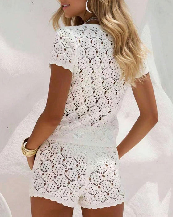 Set Cutout Crop Top und Shorts