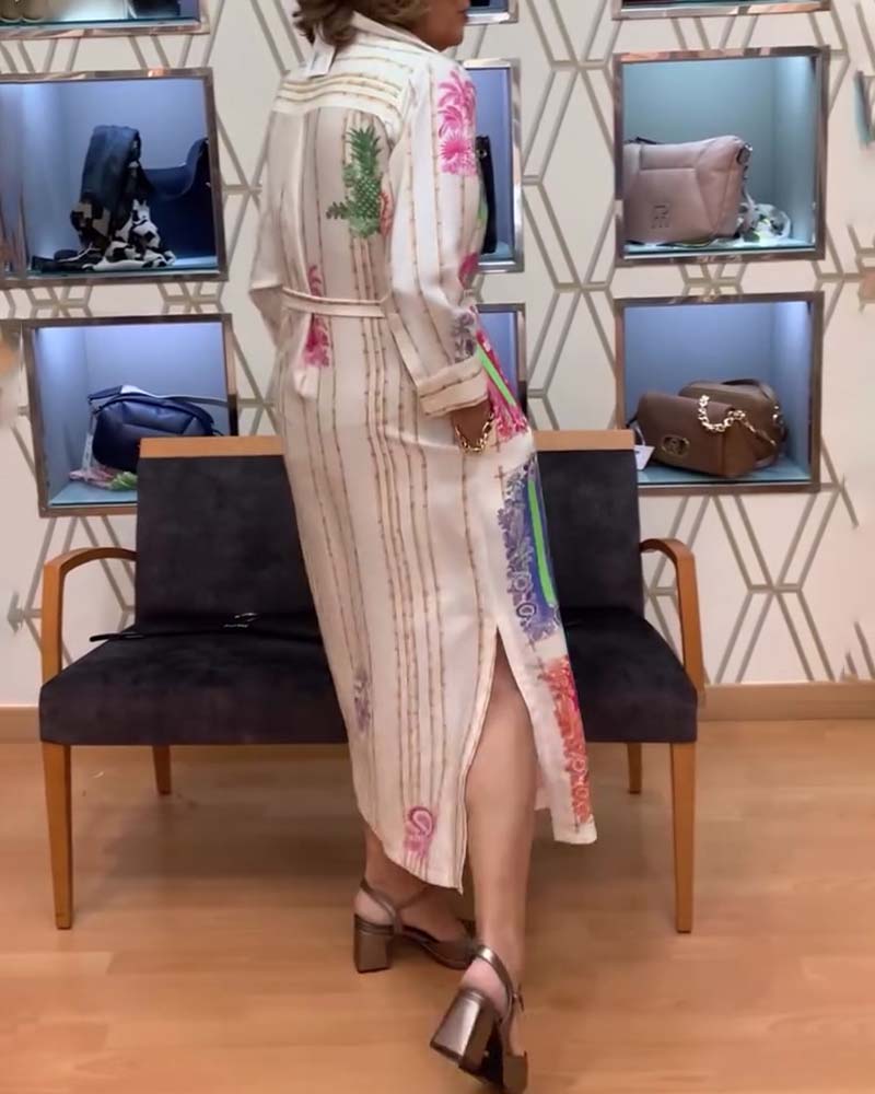 Kleid Patchwork Gedruckt Lang Hemd