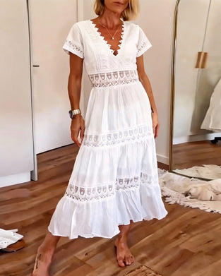 Kleid tiefer V-Ausschnitt Ausschnitt Maxi