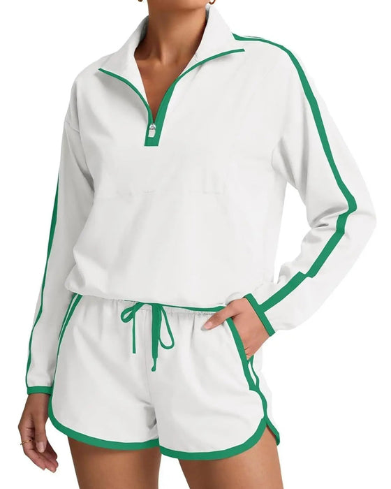 Set Reißverschluss-Kordelzug Farbblock Casual