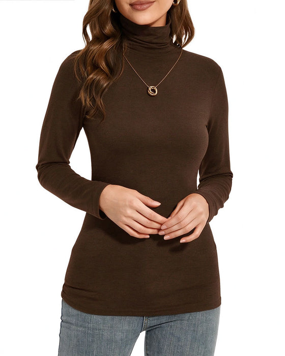 Top Einfarbig Halb Turtleneck Unterzieh