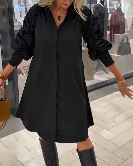 Kleid modisch Hemdkragen einfarbig