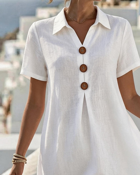 Kleid Revers Kurzarm Gerade