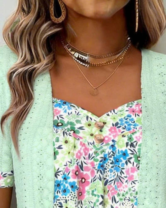 Bluse Gefälscht Zweiteilig Druck Hohl