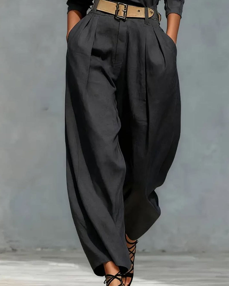 Hose Hohe Taille Weites Bein Karotte