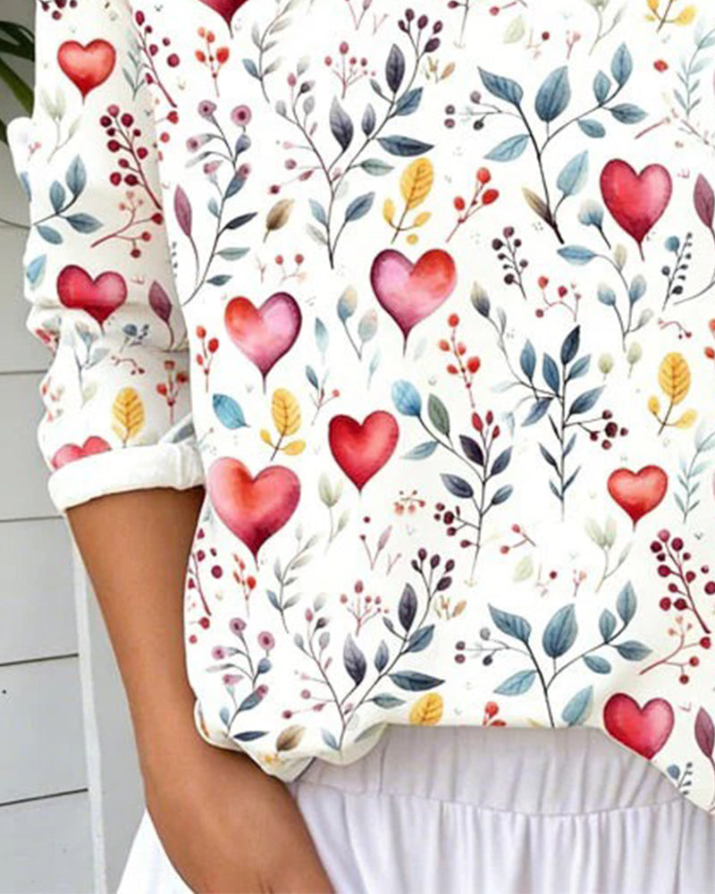 Top Herz Pflanze Druck V-Ausschnitt