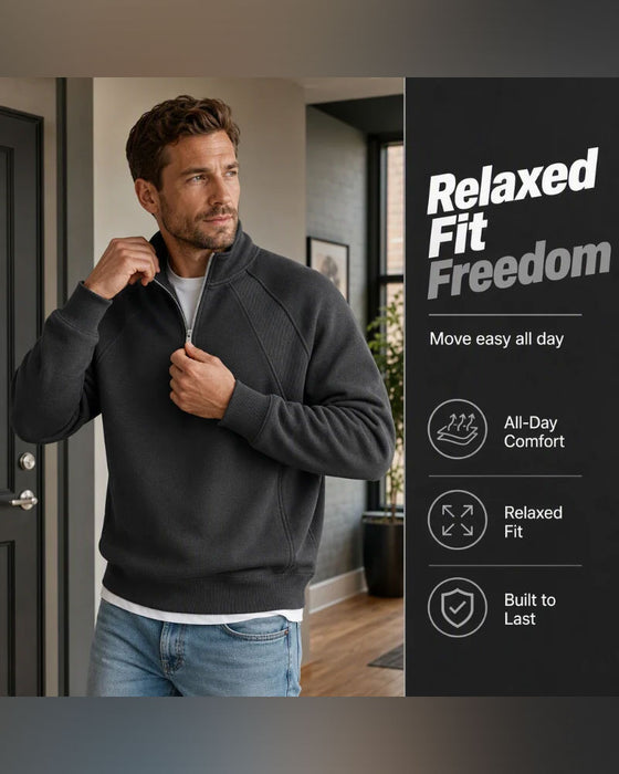 Sweatshirt Halb Zip Stehkragen