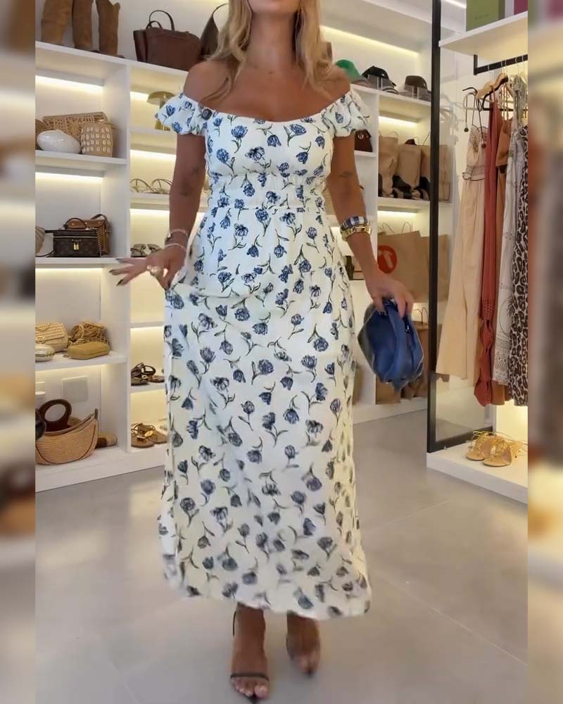 Kleid Träger Schlitz Blumig