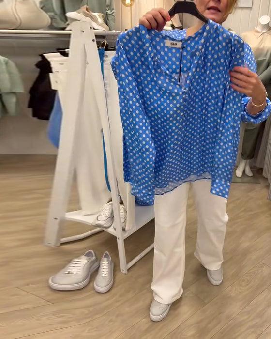 Bluse Langarm Stehkragen Bedruckt