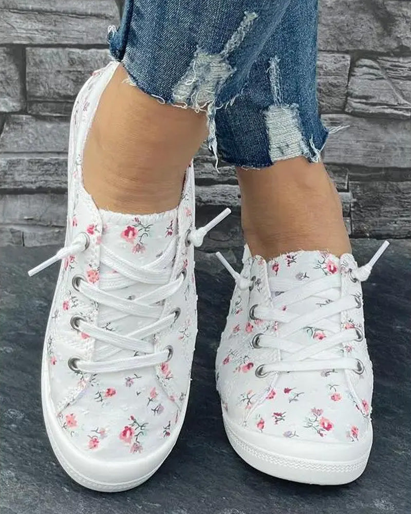 Schuhe Blumenprint Mode Lässig Stoff