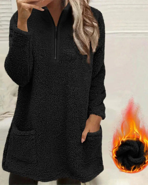 Sweatshirt Einfarbig Stehkragen