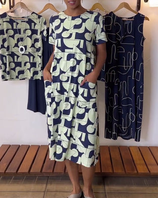 Kleid lässig jeden Tag Rundhals bedruckt