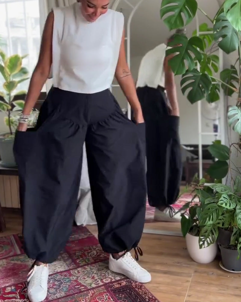 Hose Hoch Tailliert Locker Bequem